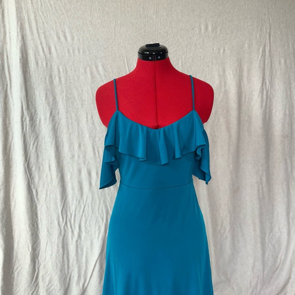 Express Teal Midi Dress with Ruffle Detail